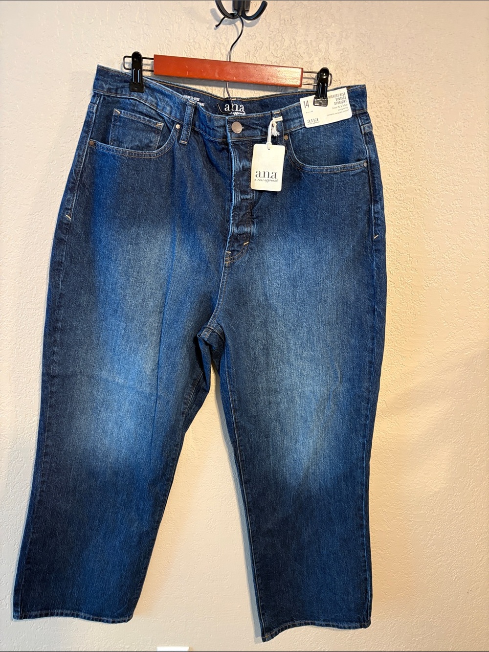 Ana Womens Highest-Rise Vintage Straight Jeans Size 14 New